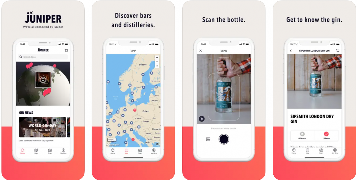 Image of juniper gin tracking and tasting app sreenshot